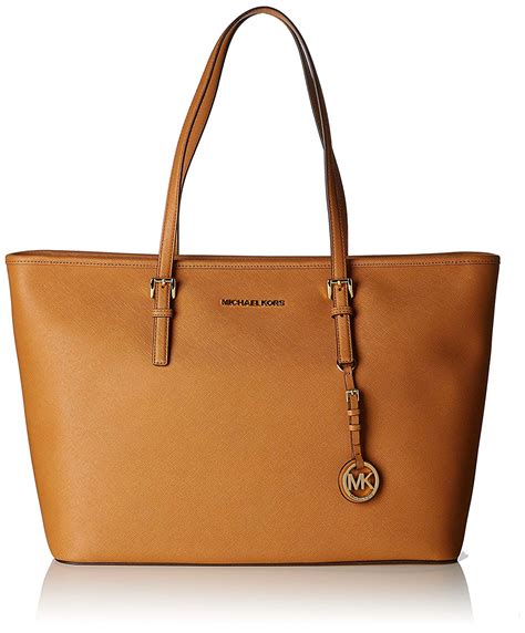 Michael Kors Jet Set Saffiano Leather Top Zip Tote in Zinnia